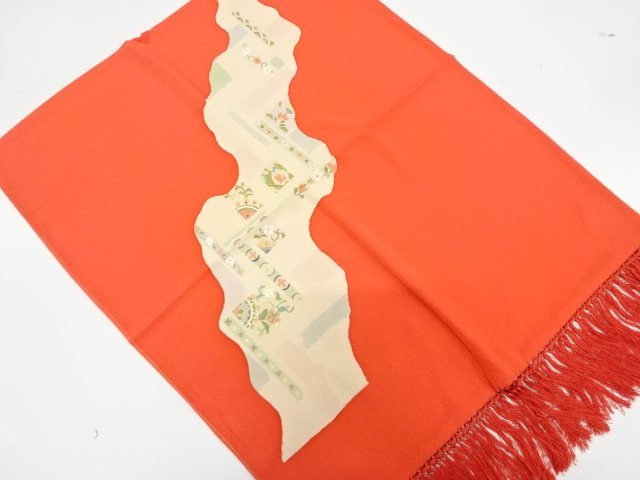 道長取りに花更紗模様　ショール